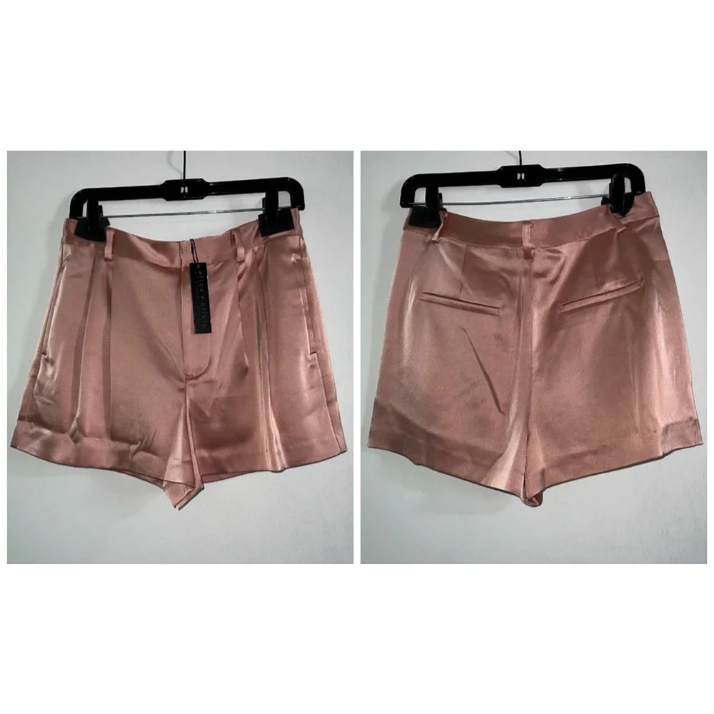 Alice + Olivia Conry Burnt Rose Pleated Shorts